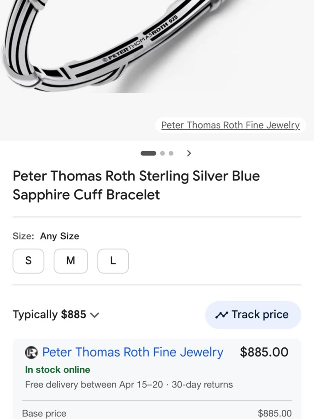 Peter Thomas Roth Classic Pave Cuff with blue sapphires in sterling silver - Picture 2 of 6